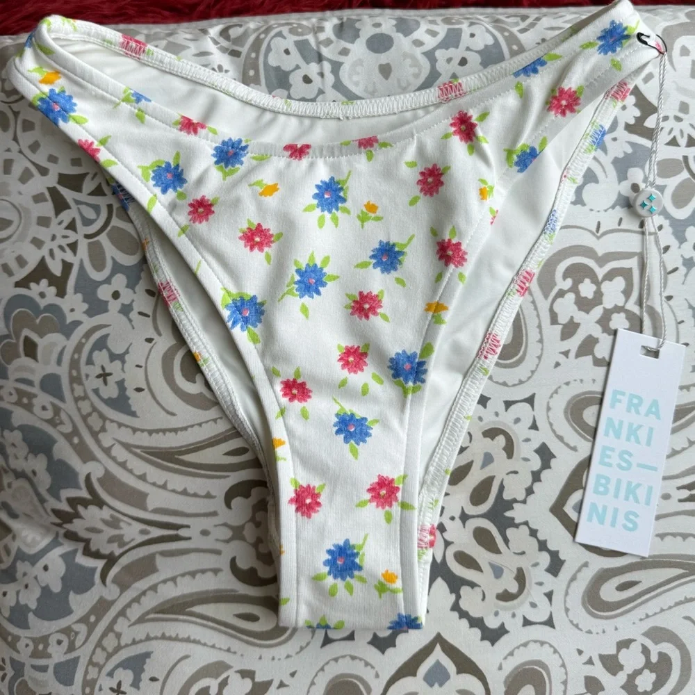 NWT Frankies Bikinis Premium dove cotton bikini bottoms in blossom Size XS